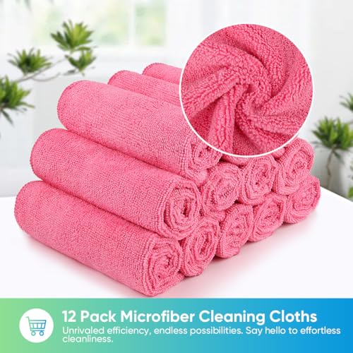 Pink Microfiber Cleaning Cloth (12 Count)