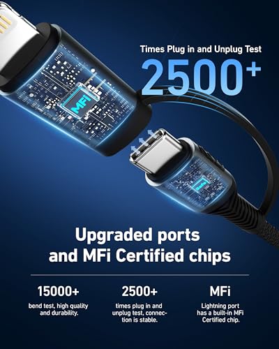 Coiled USB C to USB C and Lightning Cable 2 in 1 (2 Count)