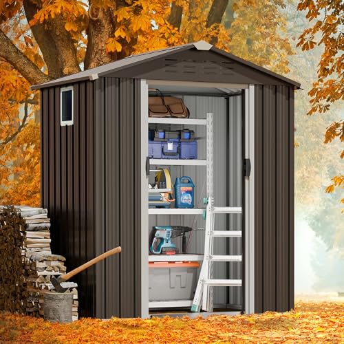 JY QAQA 5x3 FT Metal Outdoor Garden Storage Shed