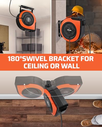 75FT Retractable Extension Cord Reel
