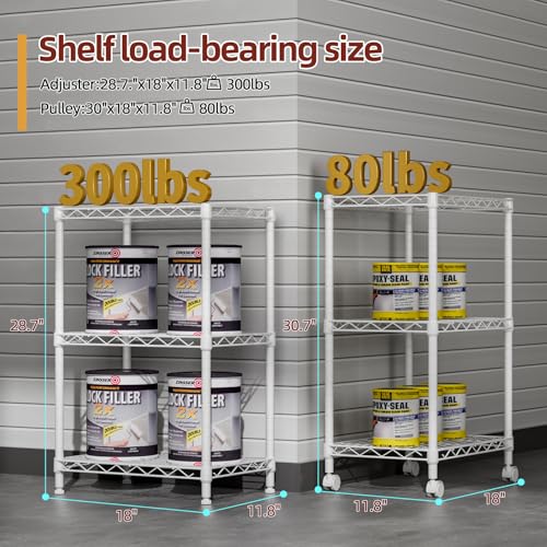 3 Small Wire Shelves Kitchen Pantry Close Home Organizers and Storage Bathroom Shelf Laundry Room Organization Adjustable Book Metal Garage Shelving Unit