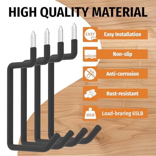 4 Pack 5.7 Inch Screw in Ladder Hooks for Garage Wall (4 Count)