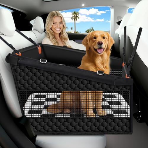 Large Dog Car Seat Cover with Checkered Dog Bed Mat for Back Seat Half