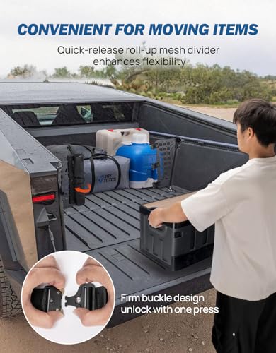 Truck Bed Divider Compatible with Cybertruck 2025 2024 2023 Cargo Divider Organizer Steel Molle Panels with Cargo Divider Net Cybertruck Accessories