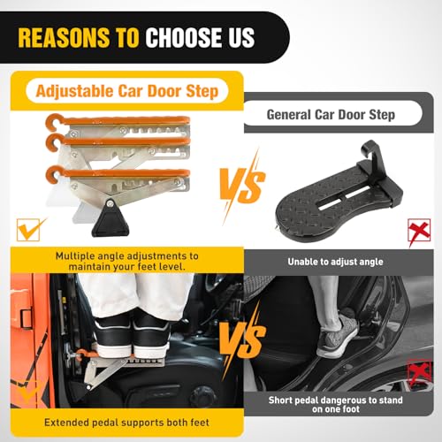 Car Door Step Universal Aluminum Latch Step for Car Roof Access Portable Folding Car Door Latch Hook Step Multi
