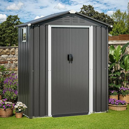 JY QAQA 5x3 FT Metal Outdoor Garden Storage Shed