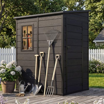 5x4 FT Resin Outdoor Storage Shed with Floor & Window