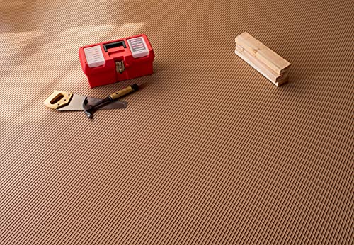 Garage Flooring 7'6" x 17' Sandstone Ribbed Channel Vinyl Protector Mat