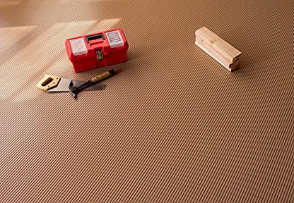 Garage Flooring 7'6" x 17' Sandstone Ribbed Channel Vinyl Protector Mat