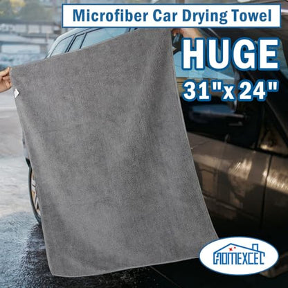 Professional Large Microfiber Car Drying Towels 4 Pack (4 Count)