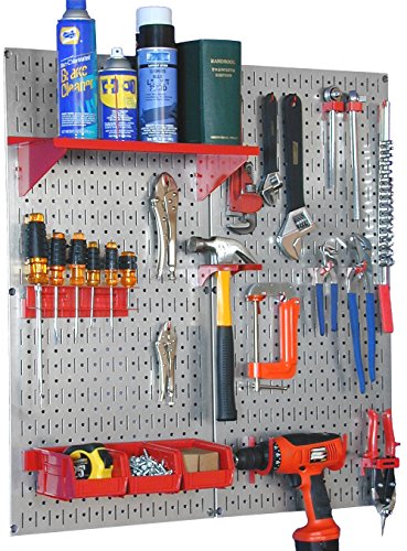 30-WGL-200GVR Galvanized Steel Pegboard Tool Organizer,Galv/Red