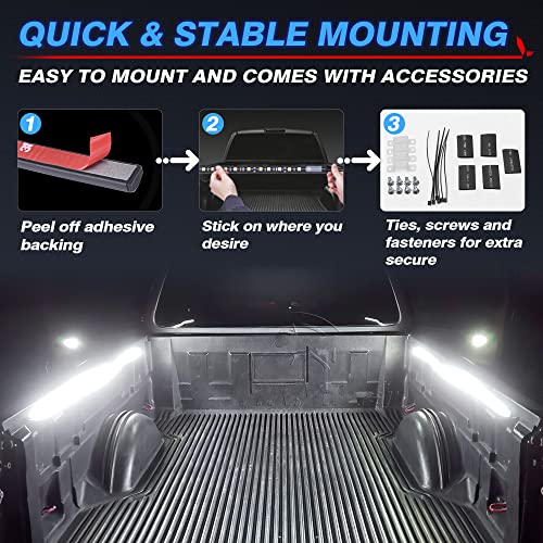 2Pcs 60 Inch White LED Cargo Truck Bed Light Strip Lamp Waterproof Lighting Kit with On