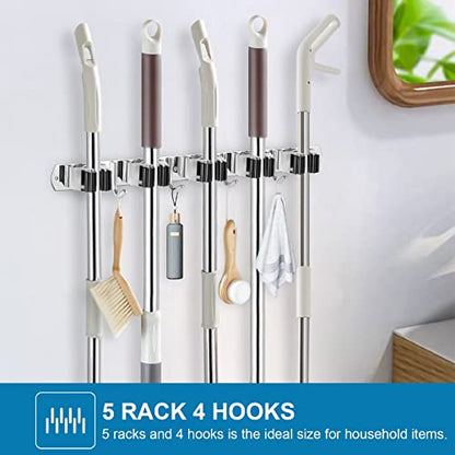 Broom Holder Wall Mount Stainless Steel Mop Organizer