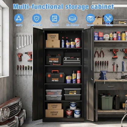 Metal Storage Cabinet with Doors and Shelves
