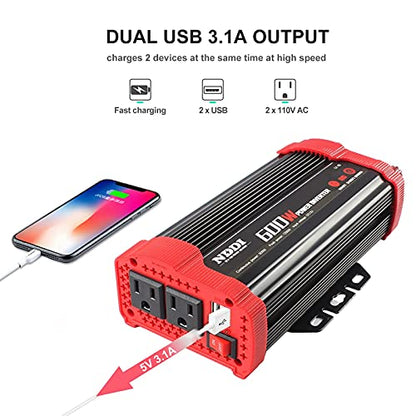 600W Car Power Inverter 12V DC to 110V AC Converter