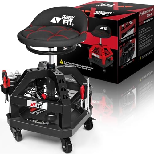 Rolling Shop Stool for Garage with Casters
