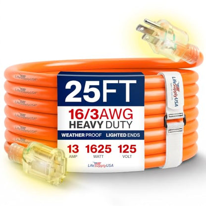 25ft Outdoor Indoor Extension Cord 16