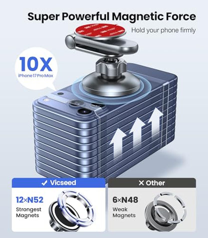 Tesla Phone Mount【Strongest Magnet Power】Foldable Hidden Tesla Phone Holder Fit for All Phone