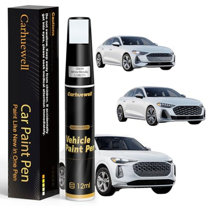 LS9R/2Y) Glacier White Metallic Touch Up Paint Compatible with Audi, Exact Match Car Paint Pen Automotive Scratch Repair Remover Kit Quick & Easy Solution for Vehicle Chips and Nicks