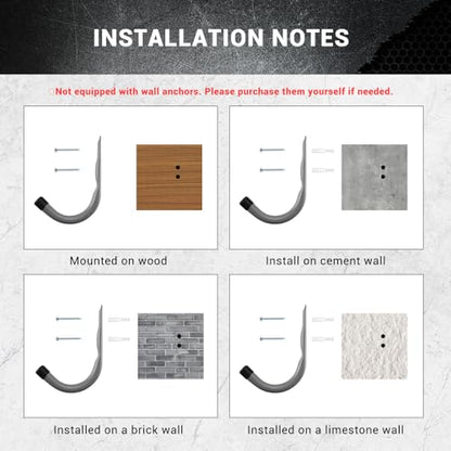 Garage Hooks 4 Inch Heavy Duty Steel J Hooks for Wall (12 Count)