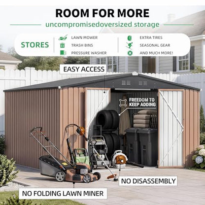 8' x 10' Large Waterproof Metal Outdoor Storage Shed