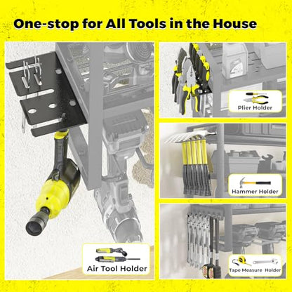 Power Tool Organizer with Charging Station.Garage 8 Drill Holder Built in 8 Outlets Power Strip