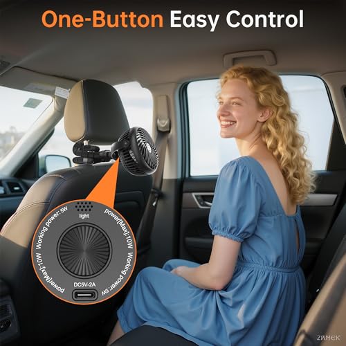 Rechargeable Car Fan for Backseat Kids Baby