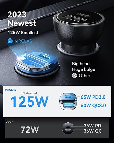 Upgraded】 125W USB C Car Charger Super Fast Charging for iPhone 16
