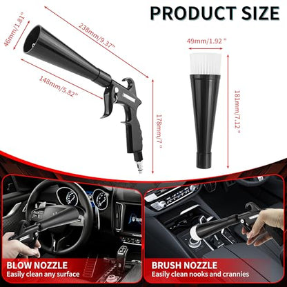 High Pressure Car Interior Cleaning Gun Interior Dryer Hair Dryer Car Detail Gun Fast Drying Blows Away Dust and Dirt Using Air
