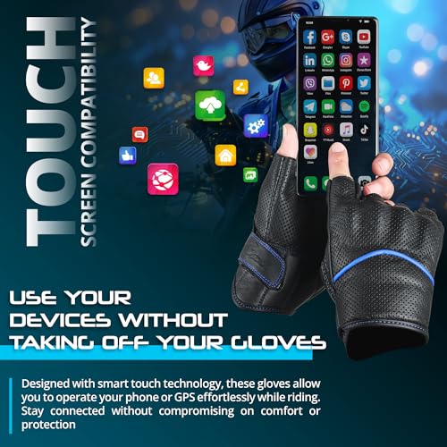 Motorcycle Gloves Men's Leather Motorbike Gloves Touchscreen Function