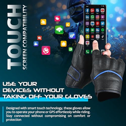 Motorcycle Gloves Men's Leather Motorbike Gloves Touchscreen Function