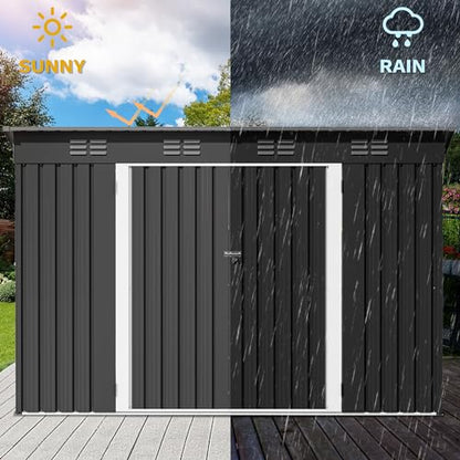 9x4ft Metal Outdoor Storage Shed with Window