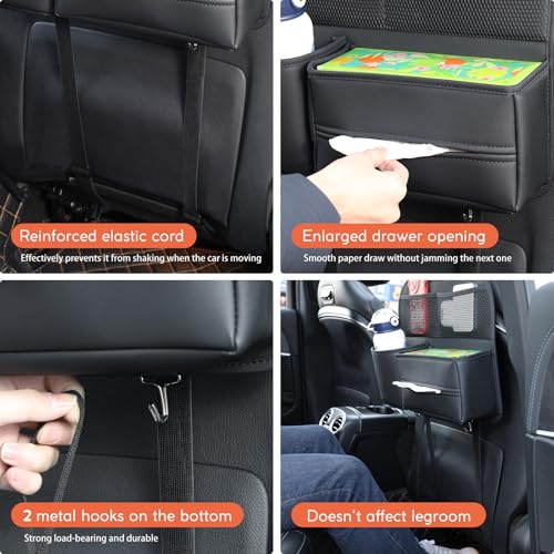 Multifunctional Car Seat Back Organizer with Large Tissue Box Holder