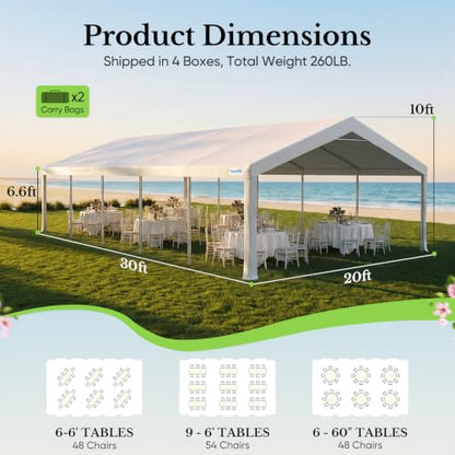 20x30ft Heavy Duty Party Tent Outdoor Canopy with Mesh Windows