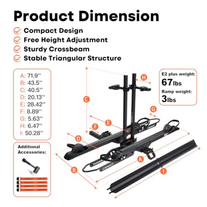 E2 Plus Electric Bike Rack with Ramp 200lbs 5‘’ Tire