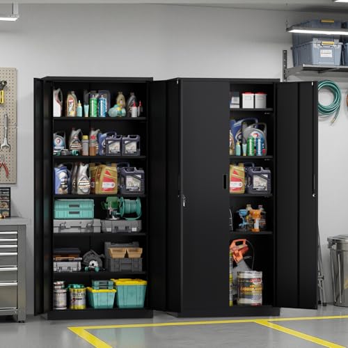 Metal Garage Storage Cabinet with 2 Doors and 5 Adjustable Shelves