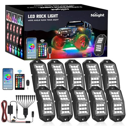 RGB LED Rock Lights Kit 10 PCS 18LED Wide Angle Wheel Well Light