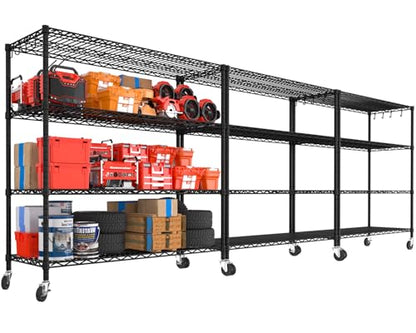 55.5" Wx24 x80 Heavy Duty Metal Wire Storage Shelving with Wheels (3 Count)
