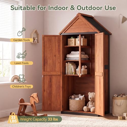 Solid Wood Outdoor Cabinet 2.3'x1.3' with Asphalt Roof & Floor