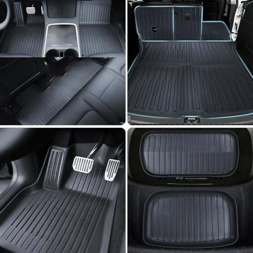 TPE Floor Mats fit for Tesla Model Y Juniper 2025 2026 All Weather Cargo Liner Cargo Trunk and Front Rear Cargo Mat Full Set
