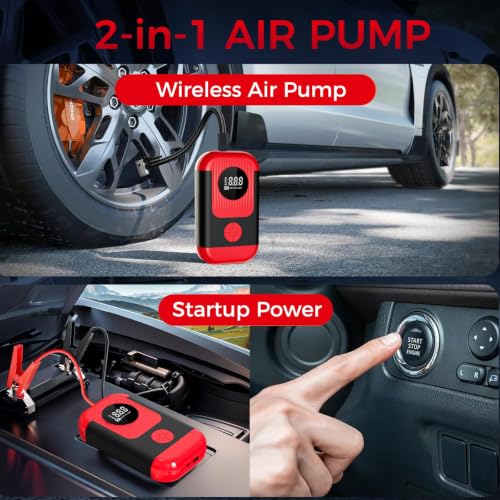 Tire Inflator Portable Air Compressor & Car Jump Starter