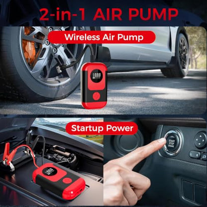 Tire Inflator Portable Air Compressor & Car Jump Starter