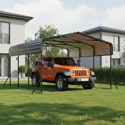 10X15 FT Metal Carport with Reinforced Galvanized Roof