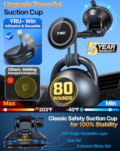 Upgrade【80+LB Super Suction】Magnetic Phone Holder Car for MagSafe Mount
