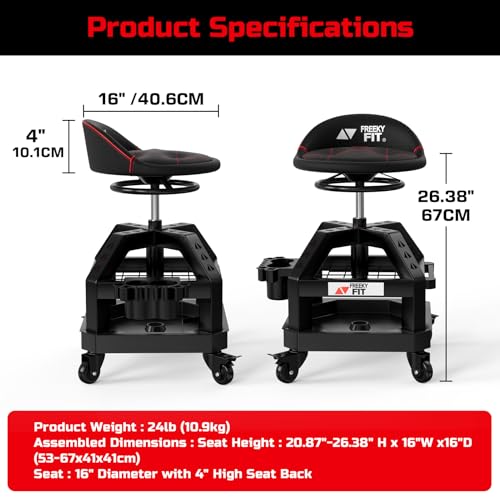 Rolling Shop Stool for Garage with Casters