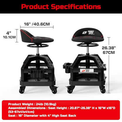 Rolling Shop Stool for Garage with Casters