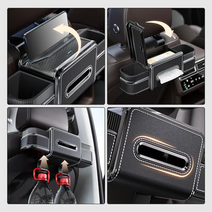 6-in-1 Car Headrest Backseat Organizer, Back Seat Car Organizer and Storage