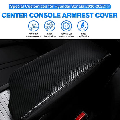 Center Console Cover for Hyundai Sonata 2020 2021 2022 2023 Accessories Carbon Fiber Armrest Cover Anti