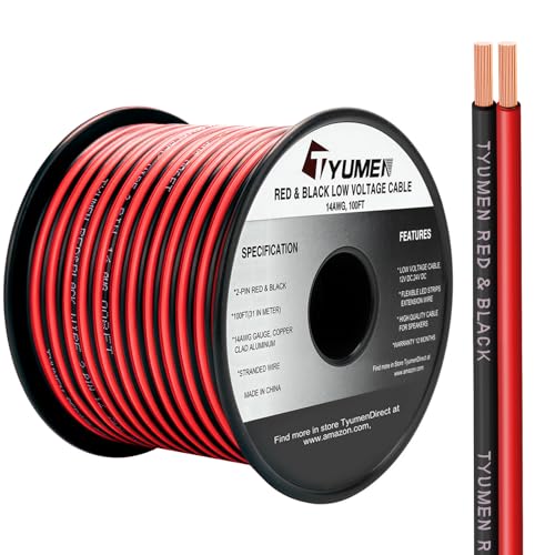 100FT 14 2 Gauge Red Black Cable Hookup Electrical Wire LED Strips Extension Wire 12V (100 Foot)