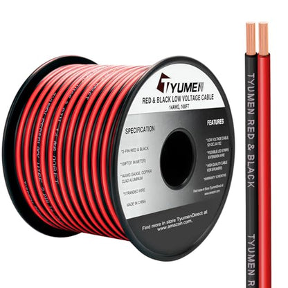 100FT 14 2 Gauge Red Black Cable Hookup Electrical Wire LED Strips Extension Wire 12V (100 Foot)